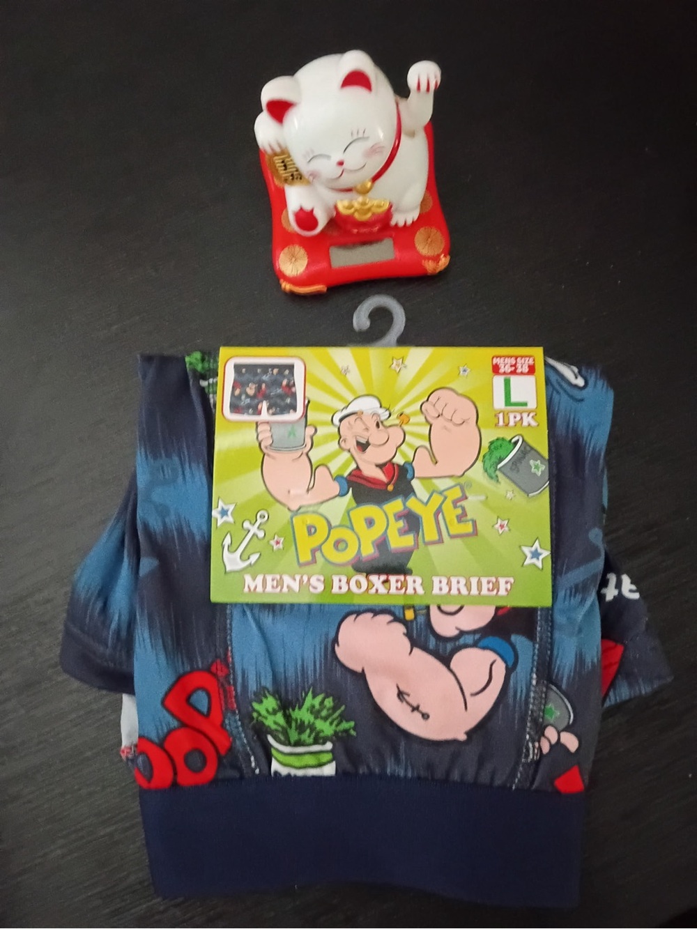 Popeye Men's Boxer Briefs - Navy Blue with Cartoon Print size L